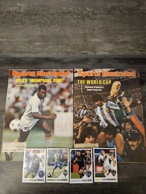 Vintage Soccer Bundle: Sports Illustrated (Pelé & World Cup) + 4 Topps Cards